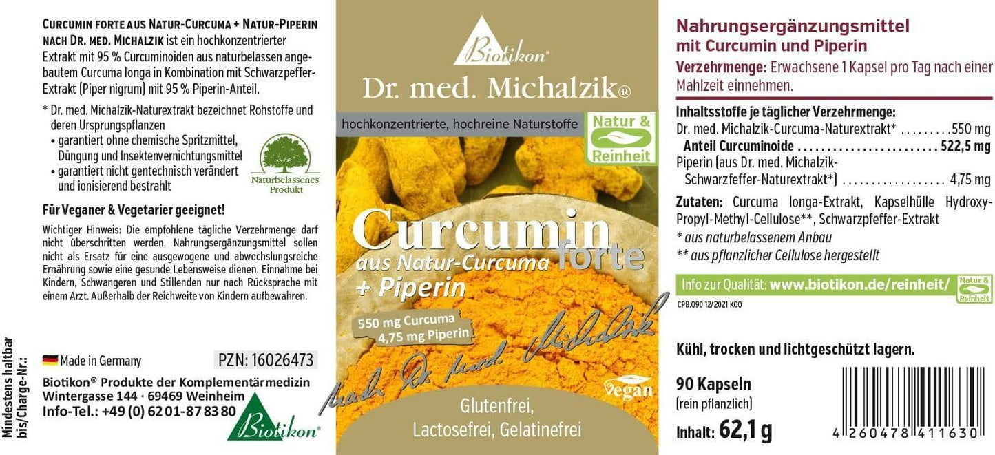 Biotikon Curcumin forte mit Piperin Bio Extrakt