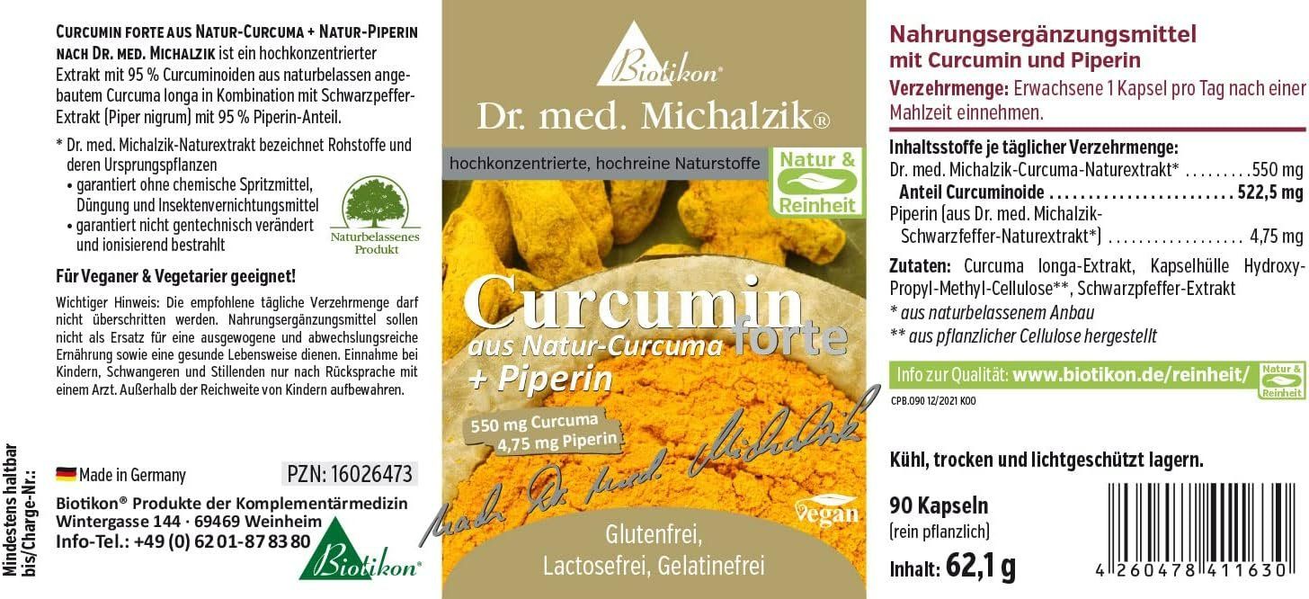Biotikon Curcumin forte mit Piperin Bio Extrakt