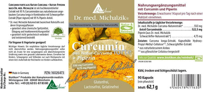 Biotikon Curcumin forte mit Piperin Bio Extrakt