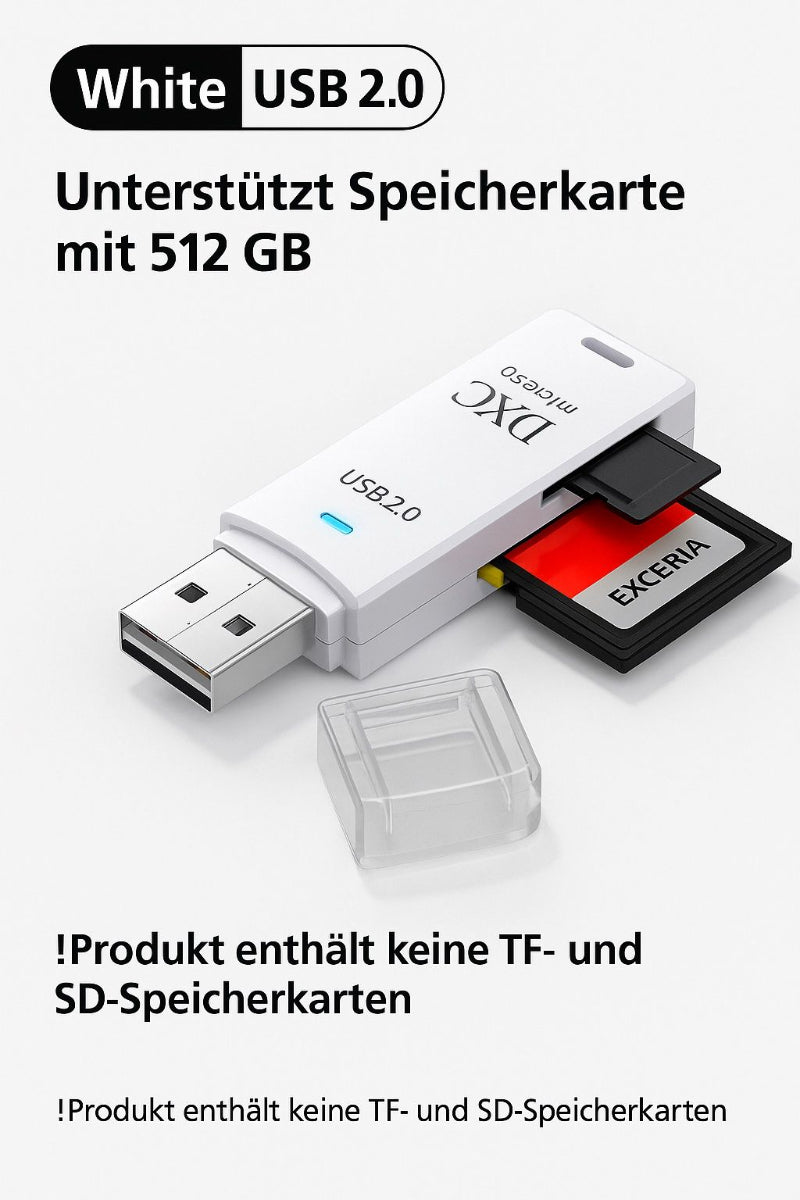 USB 2.0 Kartenleser für SD & MicroSD Karten – Weiß