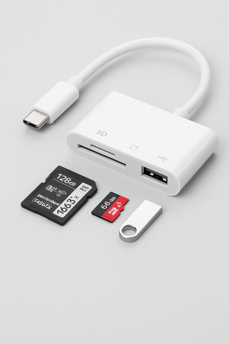 3-in-1 USB-C Kartenleser – SD, MicroSD & USB OTG