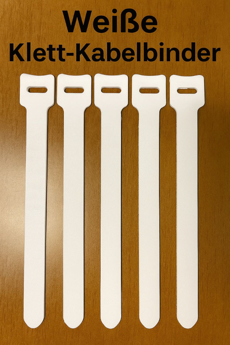 50x Klett-Kabelbinder Weiß 11 cm – Wiederverwendbar