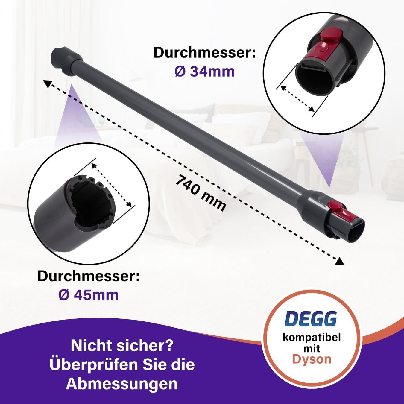 Dyson V12 Saugrohr Teleskoprohr Dunkelgrau