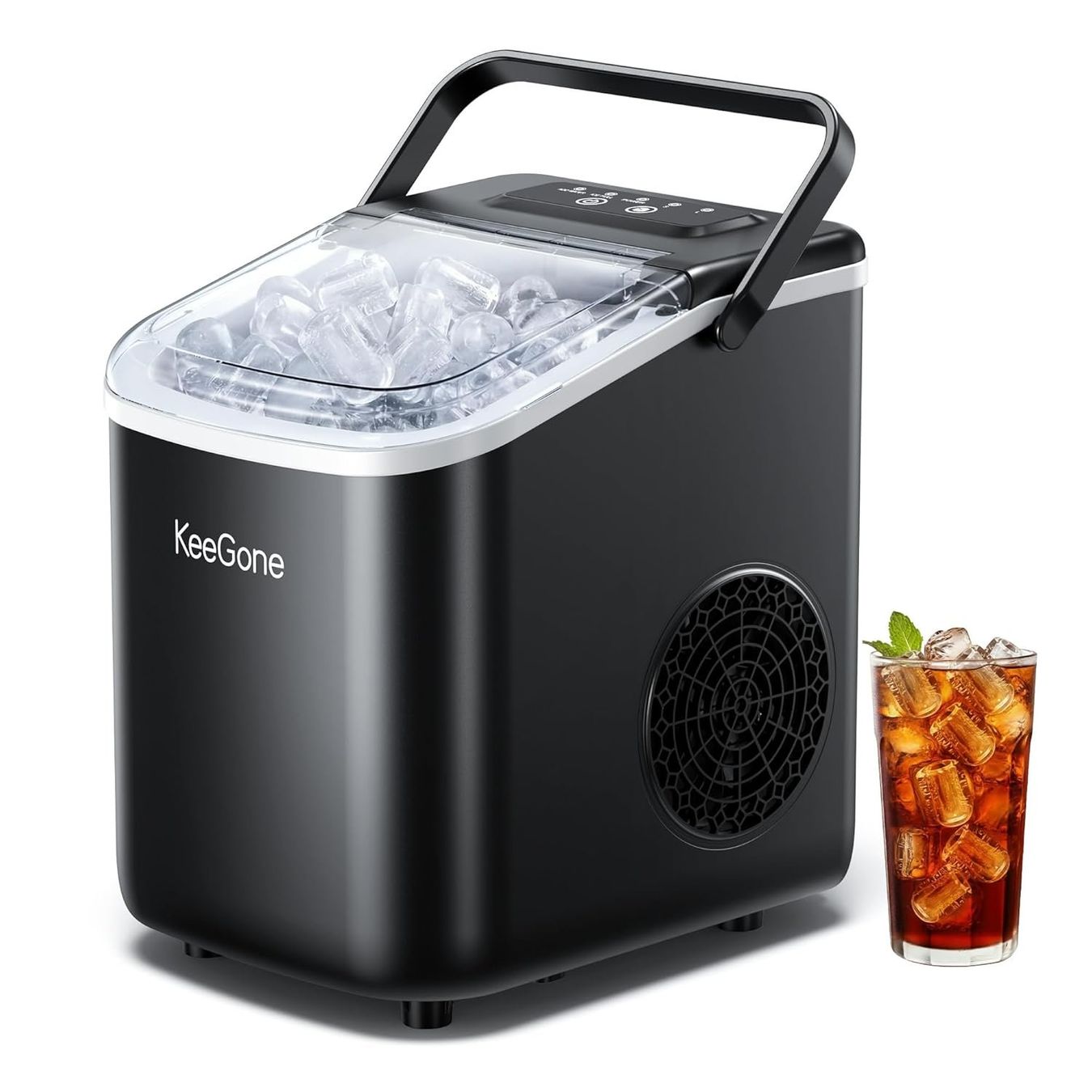Schwarze Eiswürfelmaschine für Küche und Party