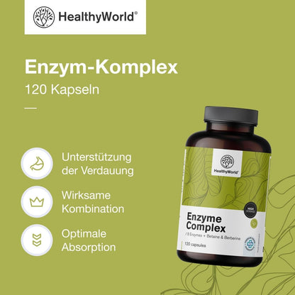 Enzym Komplex 120 Kapseln – 8 Enzyme mit Berberin