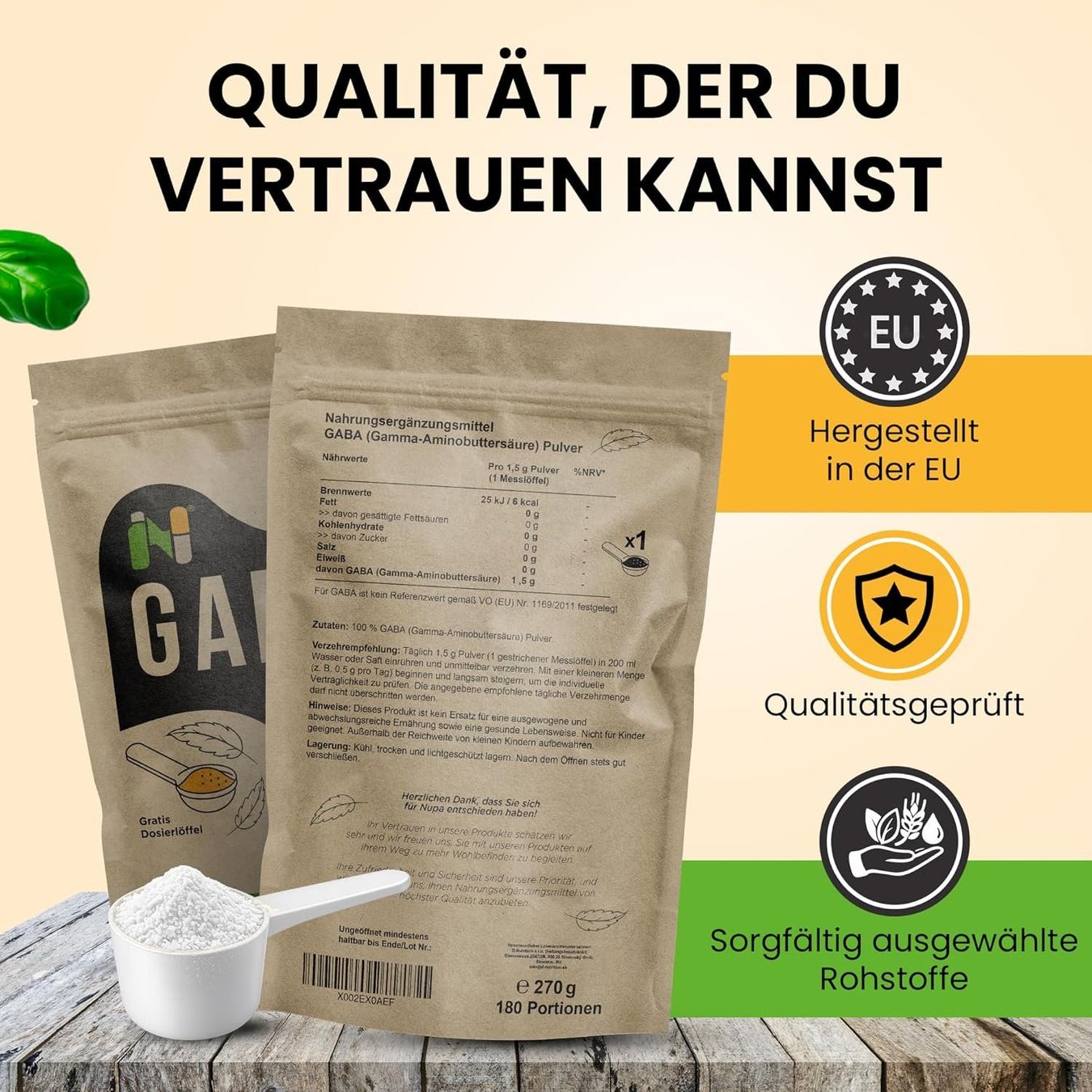 GABA Pulver 270g rein vegan 180 Portionen