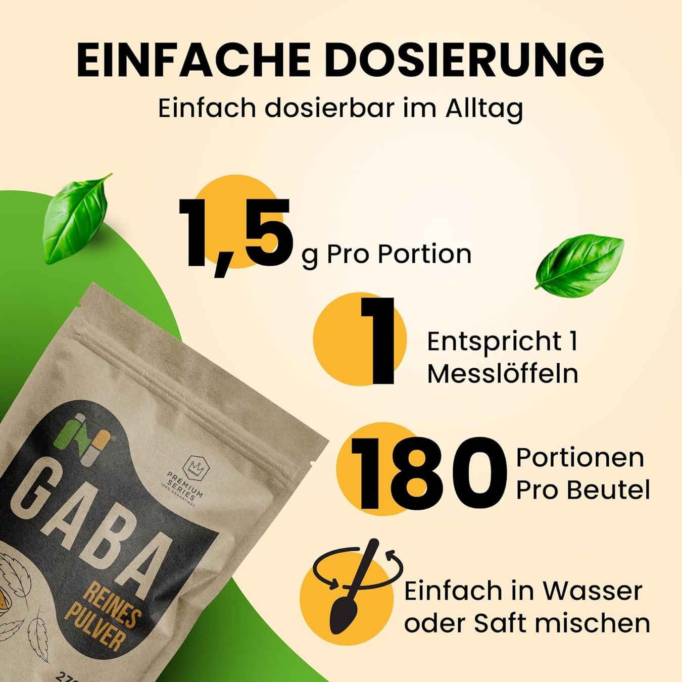 GABA Pulver 270g rein vegan 180 Portionen