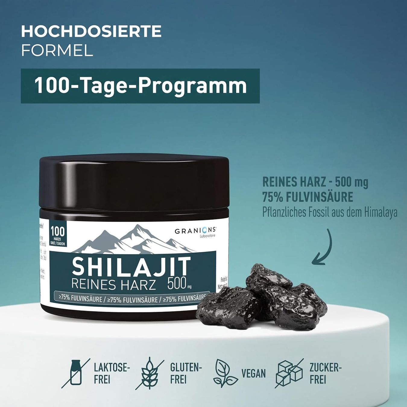 GRANIONS Himalaya Shilajit Resin 75 % Fulvinsäure