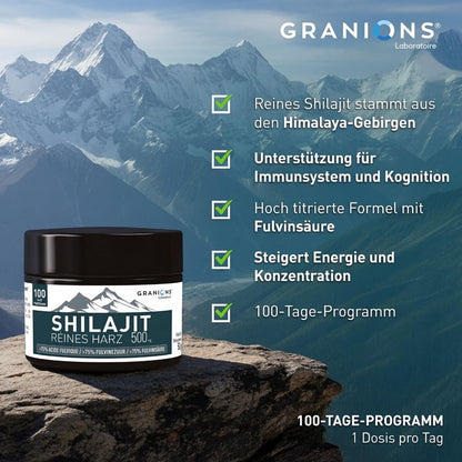 GRANIONS Himalaya Shilajit Resin 75 % Fulvinsäure