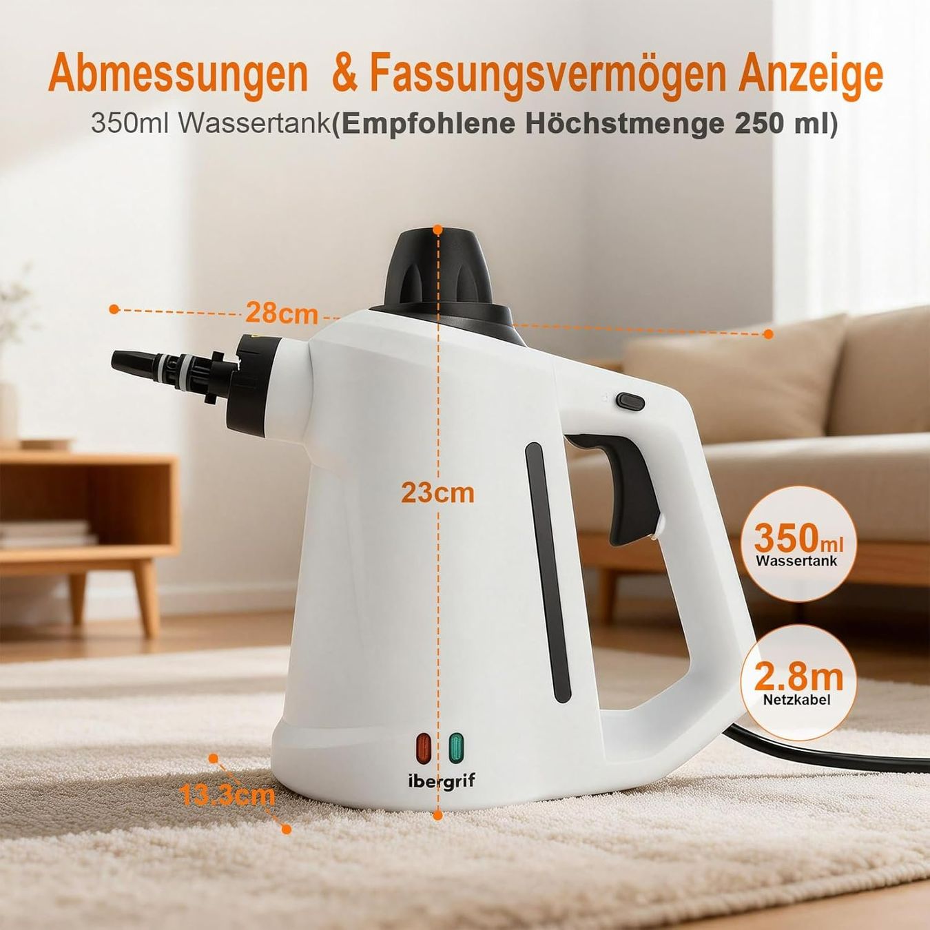 Handdampfreiniger 1050W mit 12-teiligem Zubehör