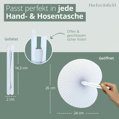 Weisse Papierfächer für Hochzeit und Party