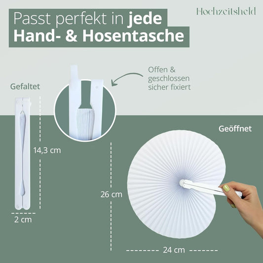 Weisse Papierfächer für Hochzeit und Party