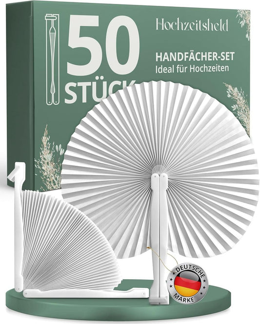 Hochzeitsfächer 50 Stück Weiss Papierfächer