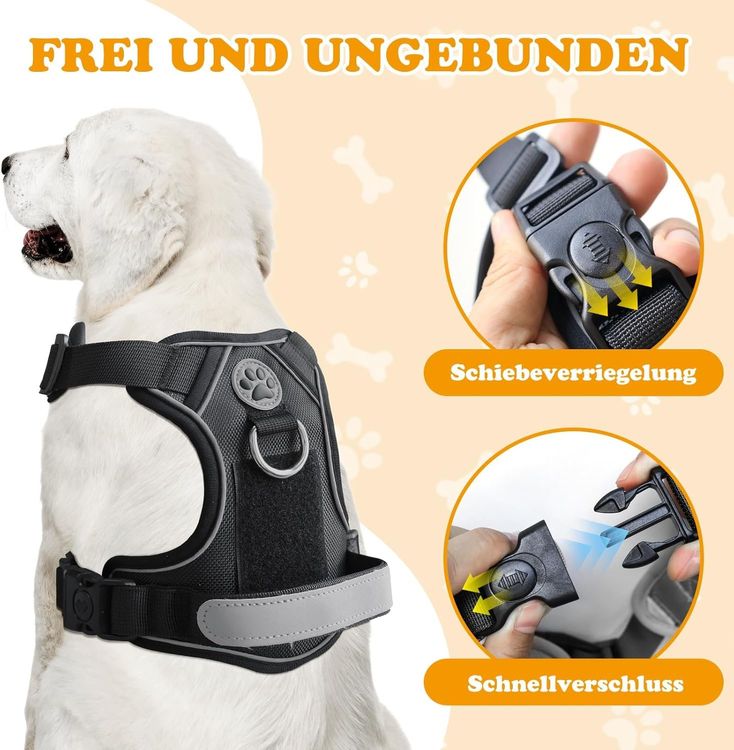 Hundegeschirr Anti Zug Schwarz Grösse M