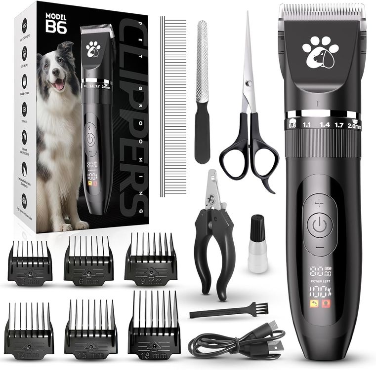 Hundeschermaschine Akku LED 3 Stufen Hunde Katzen