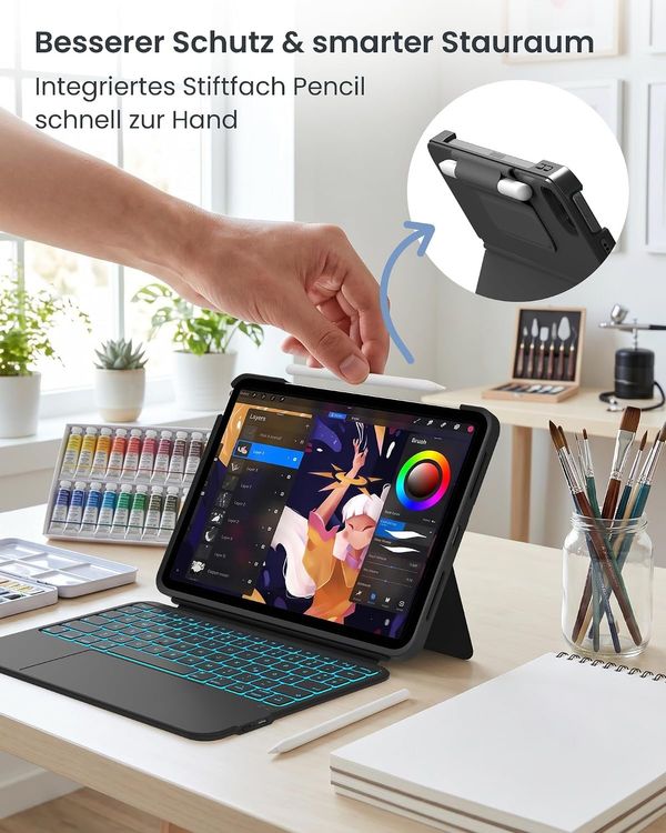 iPad Tastatur Hülle 11 Zoll QWERTZ mit Touchpad