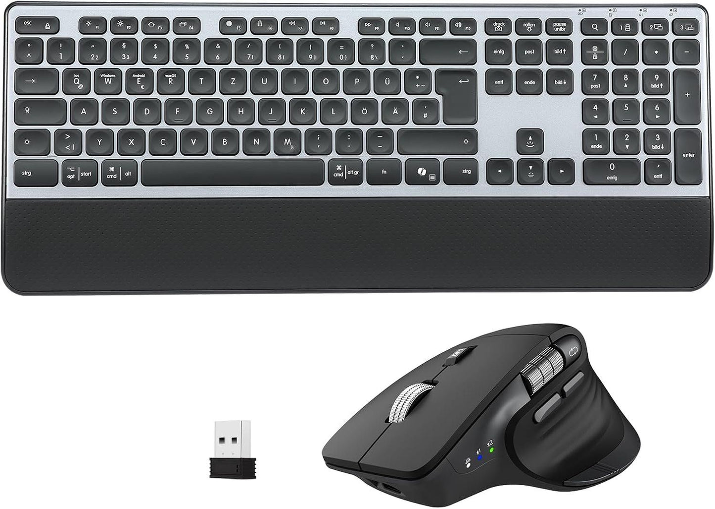 Kabellose Bluetooth Tastatur Maus Set beleuchtet