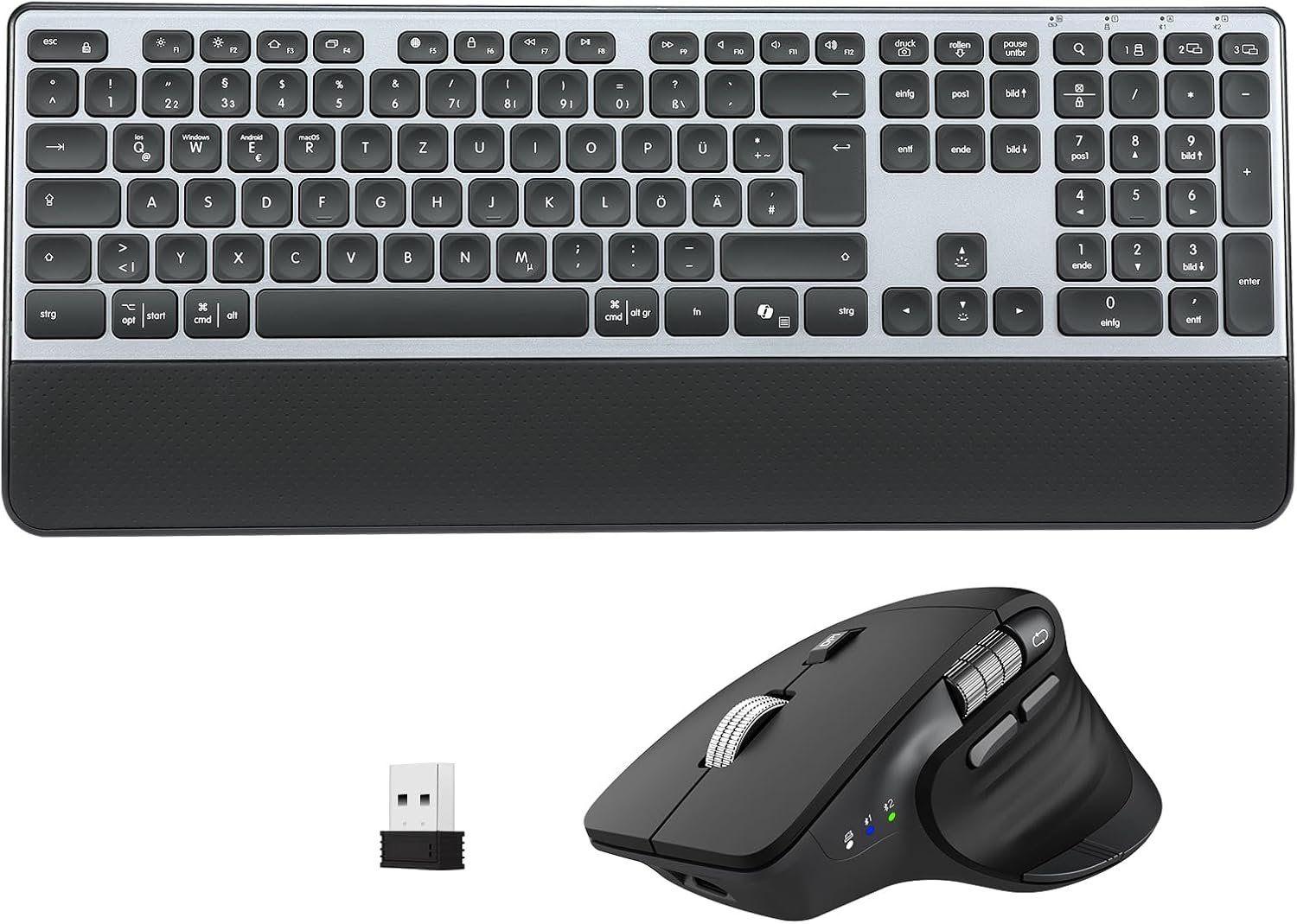 Kabellose Bluetooth Tastatur Maus Set beleuchtet