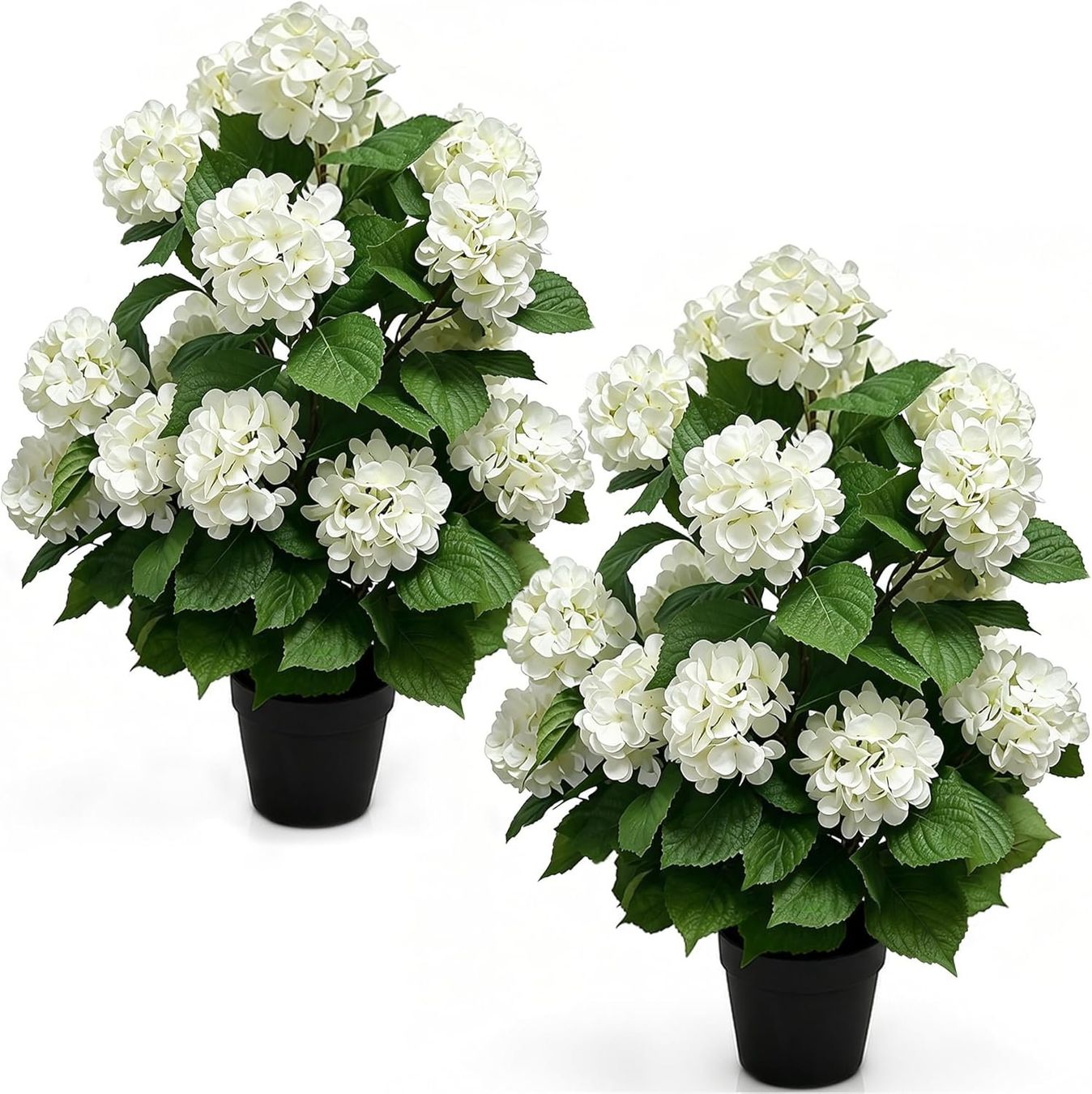 Künstliche Hortensien 2er Set 76 cm Weiss im Topf