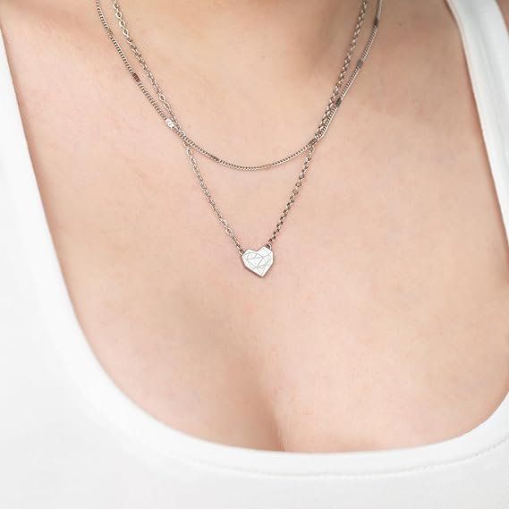 LIEBESKIND BERLIN Damen Halskette Herz Edelstahl Silber