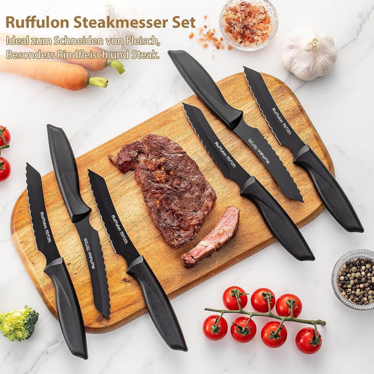 6er Steakmesser-Set aus Edelstahl mit Wellenschliff – Produktbild 2