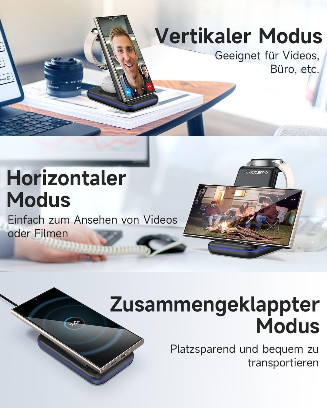 3-in-1 Wireless Ladestation 15W für Samsung Galaxy & Watch – Produktbild 4