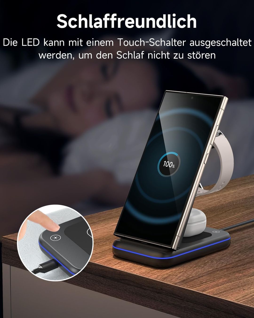 3-in-1 Wireless Ladestation 15W für Samsung Galaxy & Watch – Produktbild 5