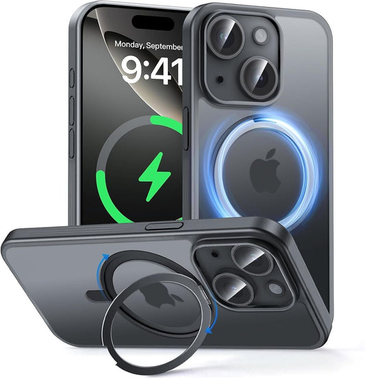 iPhone 15 Hülle mit Magnetring – 360° Ständer & Fallschutz – Produktbild 1