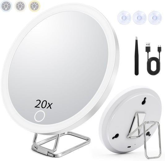 20x Schminkspiegel mit LED Licht – Reise Make-up Spiegel – Produktbild 1