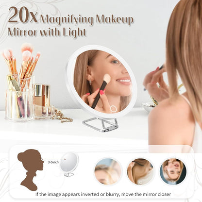 20x Schminkspiegel mit LED Licht – Reise Make-up Spiegel – Produktbild 4