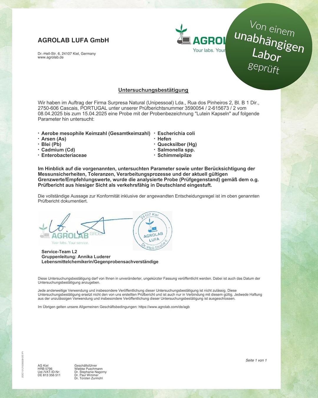 Lutein Kapseln 25 mg | Augen Vitamine | 120 Stk