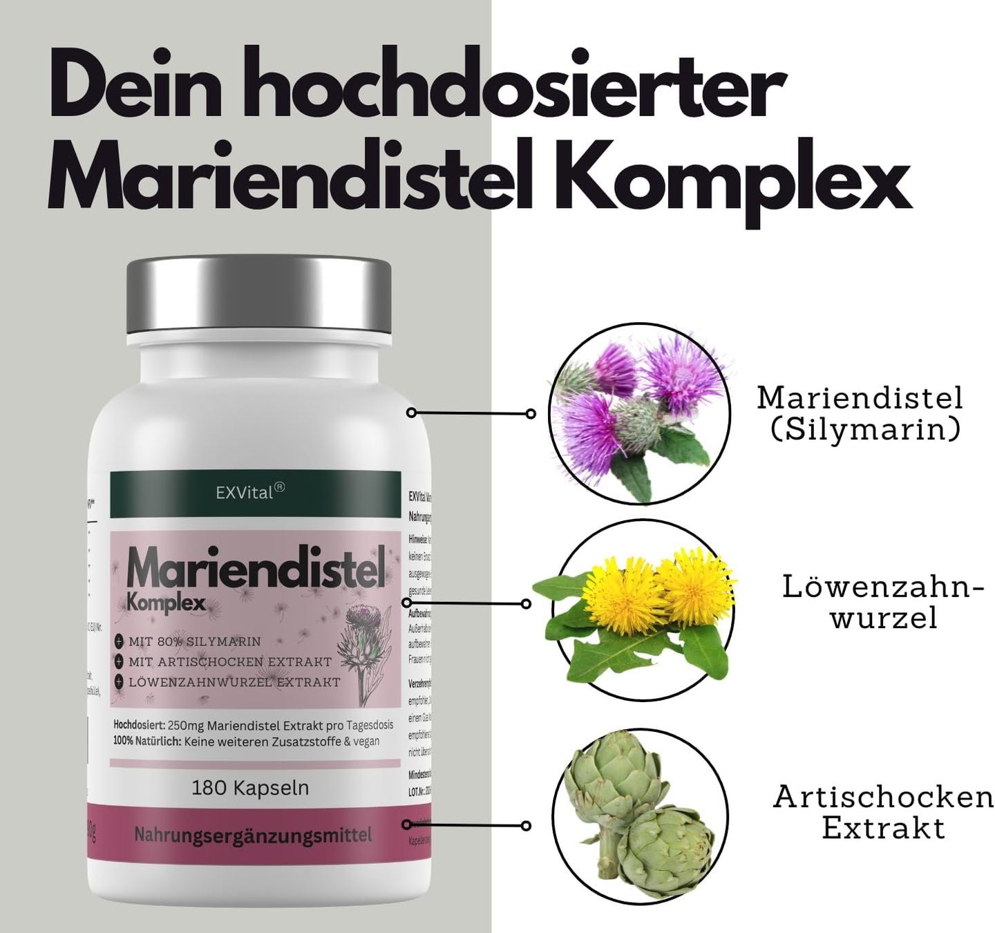 Mariendistel Komplex 250 mg – mit Artischocke & Löwenzahn