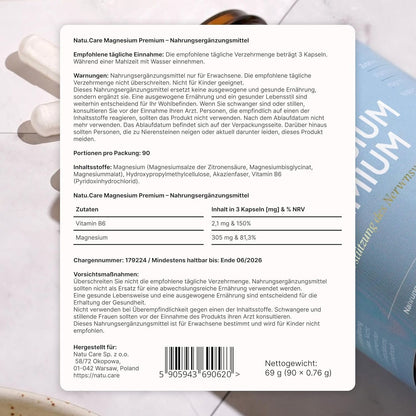 natu.care Magnesiumbisglycinat B6 90 Kapseln