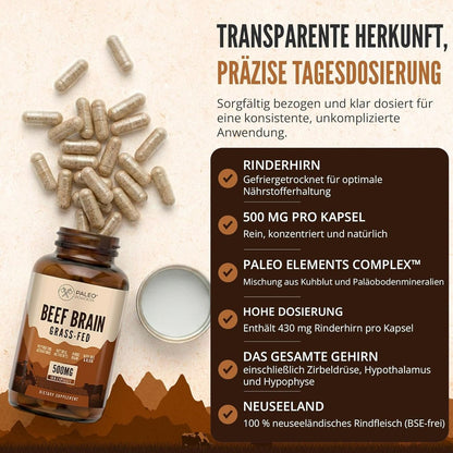 Paleo Powders Rinderhirn Kapseln gefriergetrocknet