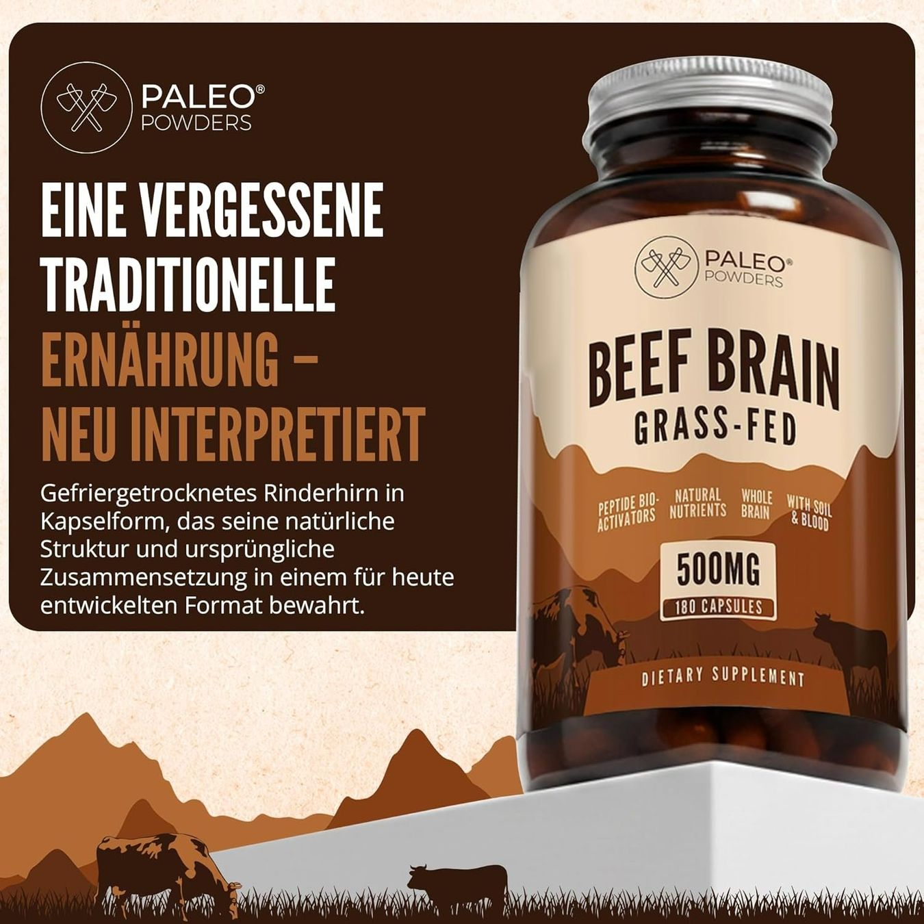 Paleo Powders Rinderhirn Kapseln gefriergetrocknet