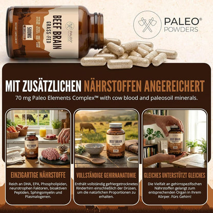 Paleo Powders Rinderhirn Kapseln gefriergetrocknet