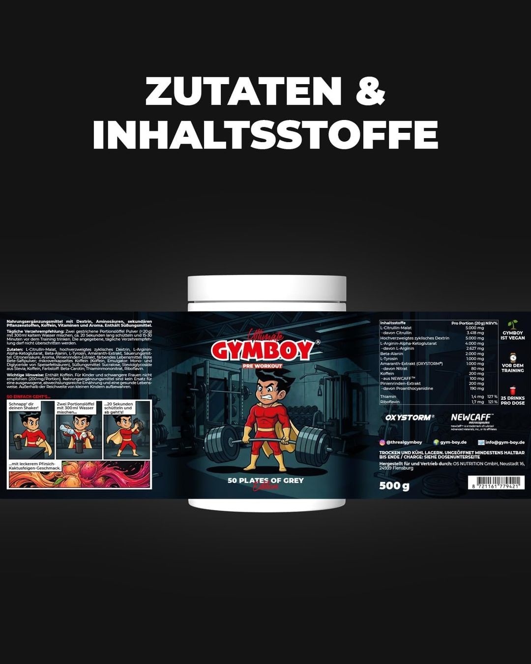 Pre Workout Booster 500g Pfirsich Kaktusfeige Gymboy