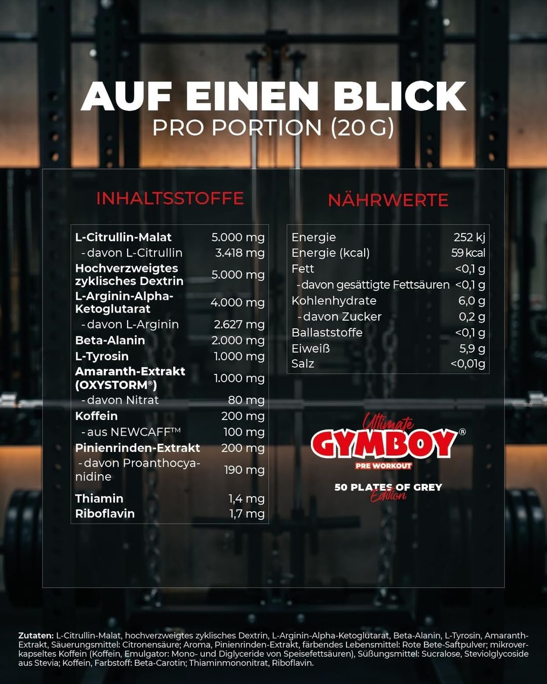 Pre Workout Booster 500g Pfirsich Kaktusfeige Gymboy