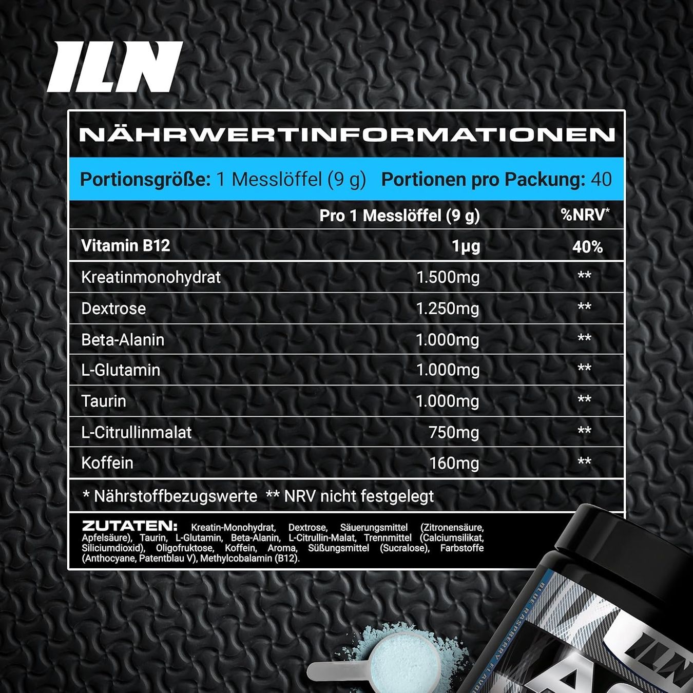 Pre Workout Booster Blue Raspberry Produktbild