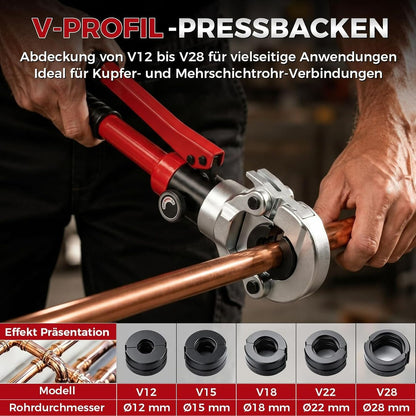 Presszange Set V TH Kontur mit Rohrschneider