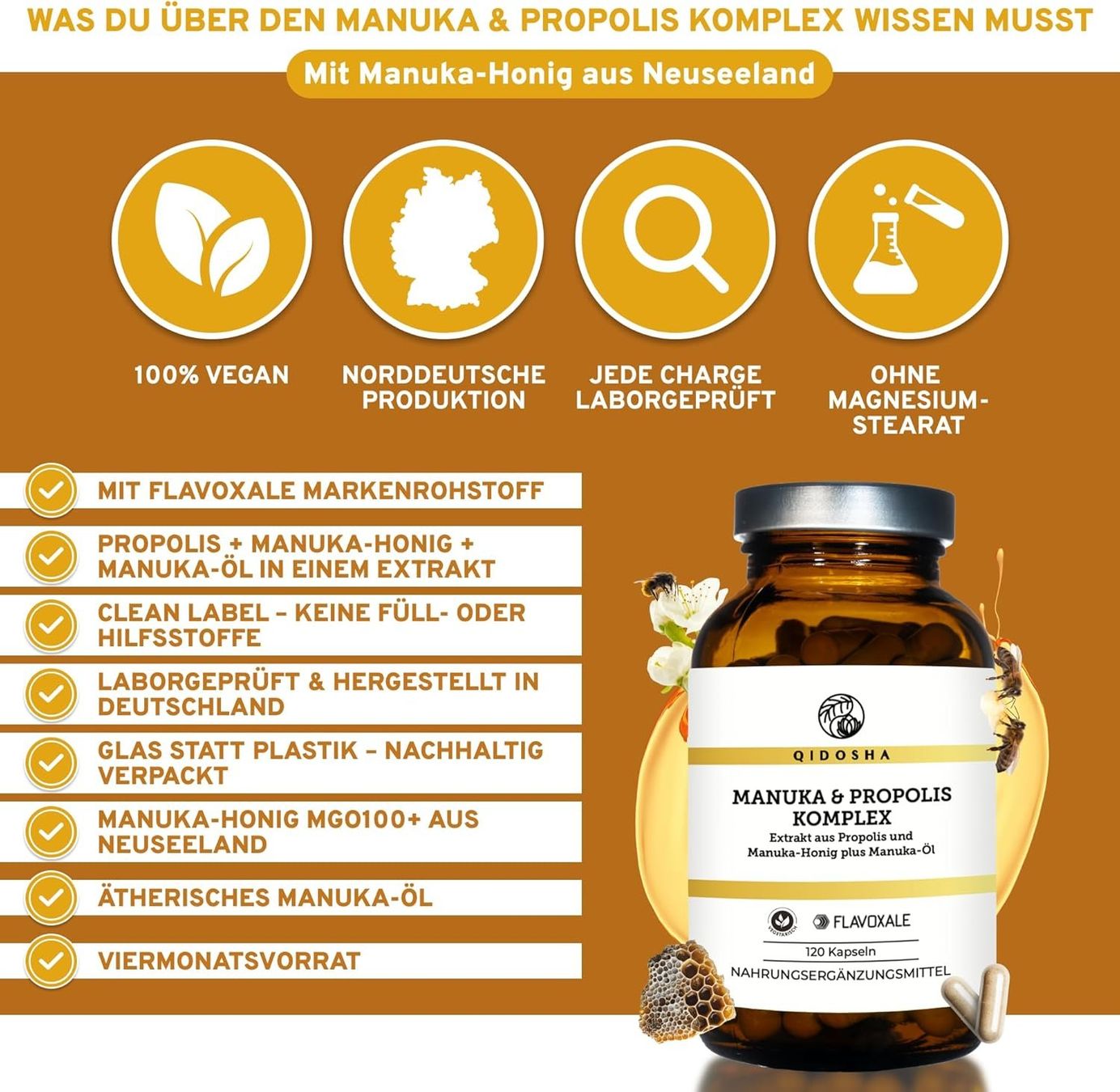 QIDOSHA Propolis Manuka Komplex 120 Kapseln Produktbild 2