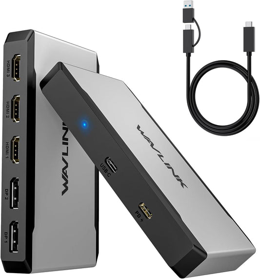 WAVLINK 5-in-1 Triple Monitor Adapter – 3× 4K@60Hz, 100 W PD
