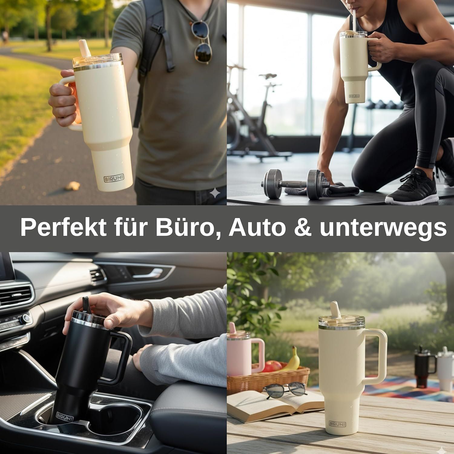 40 oz Thermobecher Edelstahl – auslaufsicher mit Strohhalm