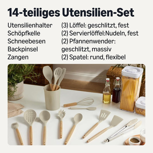 Silikon-Kochutensilien-Set 14-teilig mit Halter