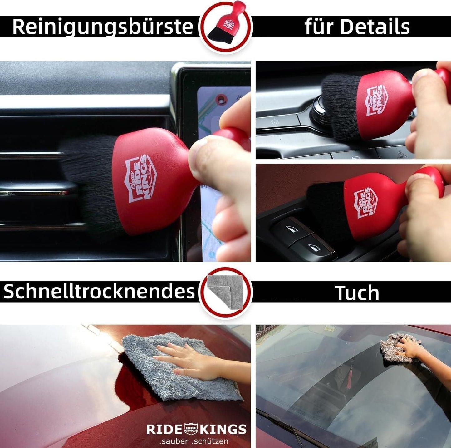 Auto Innenreinigungsset 3-teilig – Staubwedel & Mikrofasertuch