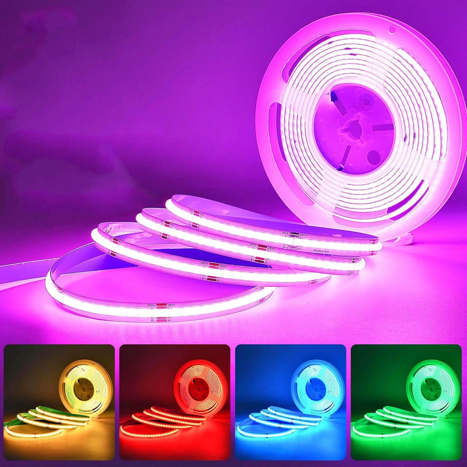 10 m COB RGB LED Streifen 24 V dimmbar ohne Netzteil