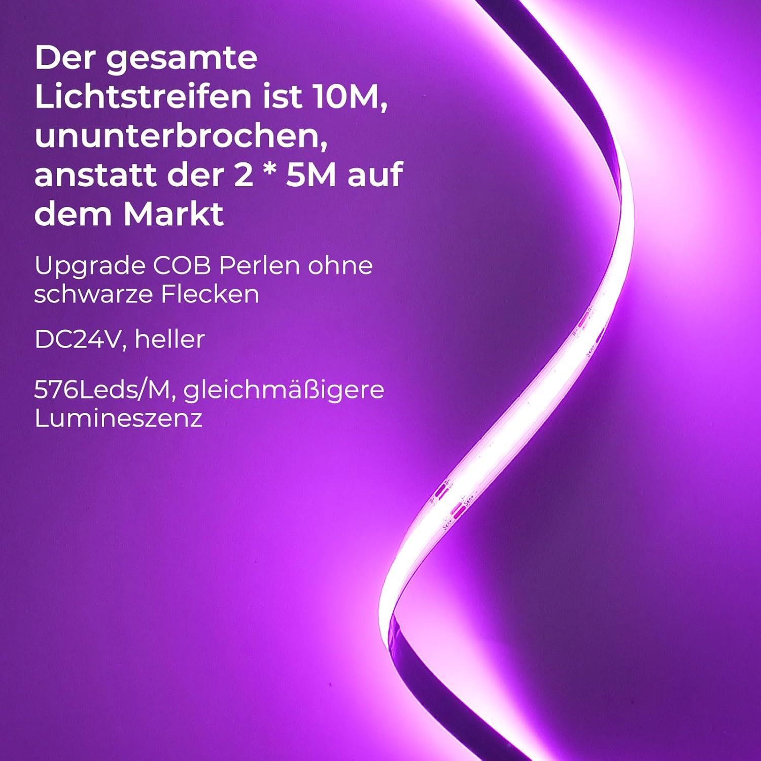 10 m COB RGB LED Streifen 24 V dimmbar ohne Netzteil