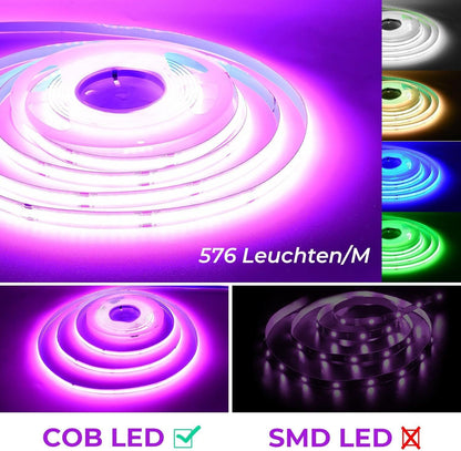 10 m COB RGB LED Streifen 24 V dimmbar ohne Netzteil