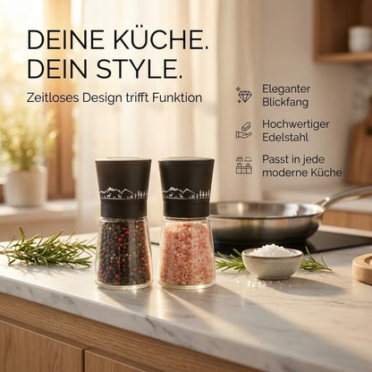 Gewürzmühlen Set Salz Pfeffer Keramik Edelstahl – Bild 7
