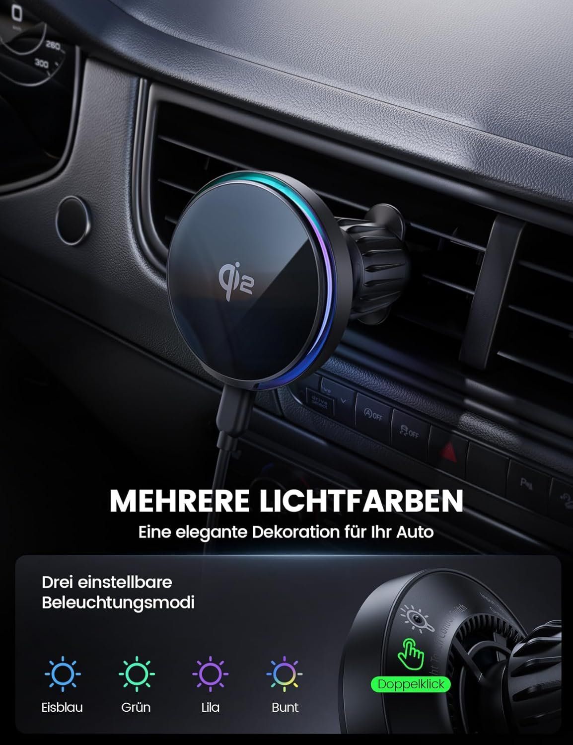 Lamicall Qi2 MagSafe Autohalterung 15W mit Lüfter – Bild 5